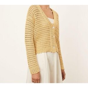 Vince Crochet Knit Cardigan‎ Sweater Womens L Button  *tag not fully attached